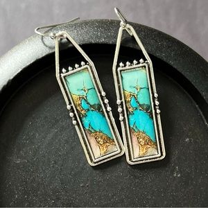 Turquoise White K Overlay Earrings